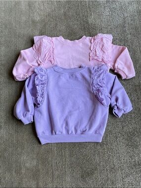 H&M Kids Ruffle Shoulder Sweatshirt - Pink & Lavender - Sz 3-4T